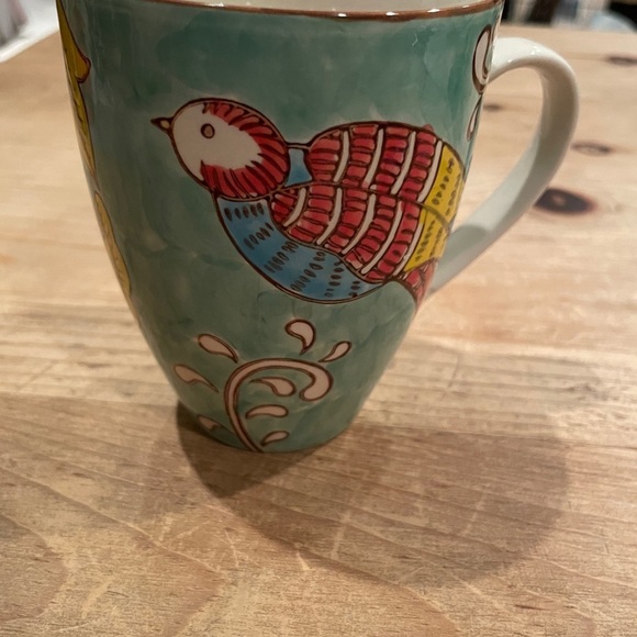 Cost Plus World Market Colorful bird botanical teal floral coffee tea mug - Picture 8 of 10